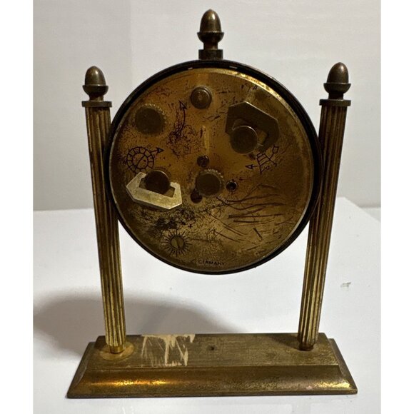 Bulova Brass Desk Clock Manual Wind Up Alarm 3.5" Tall Classic Tested - Picture 2 of 7